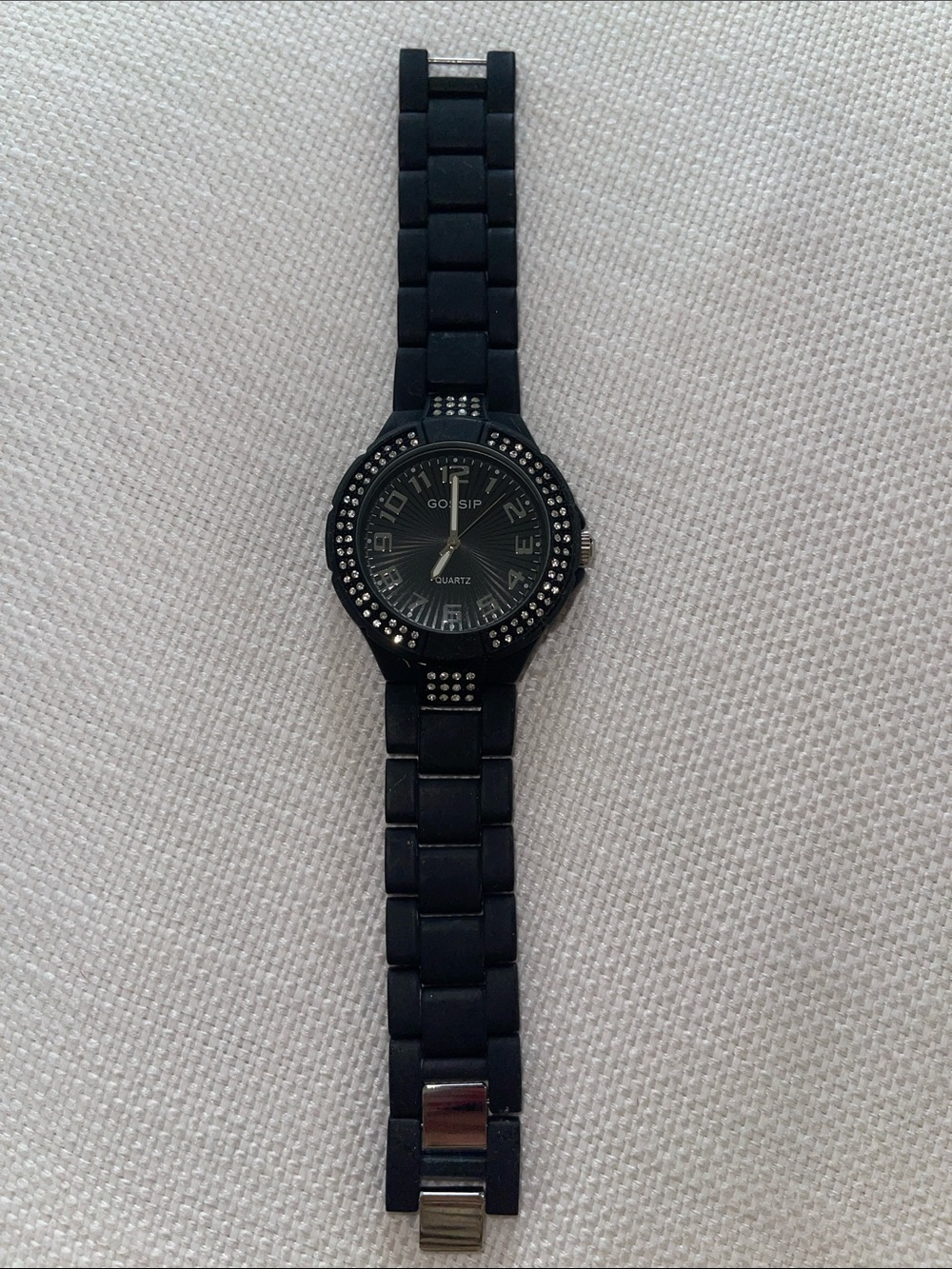 Gossip Black Crystal-Trim Ceramic Quartz Watch